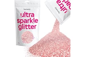 HEMWAY Light Rose Gold Fine Ultra Sparkle Glitter, 100g / 3.5oz Glitters Powder Packs for Resin, Craft Glitter for Tumblers Candle Slime, Festival Body Face Nail Glitter Rose Gold