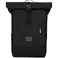 JOHNNY URBAN Roll Top Backpack Women & Men Black - Robin Medium - Durable Rolltop Daypack - Casual Rucksack Day Bag - 16 Inch Laptop Compartment - Water-Repellent