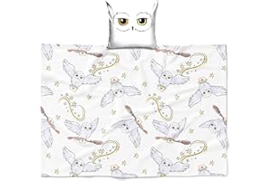 MTONLINEHANDEL Harry Potter Kuscheldecke 120x150 cm, Eule Hedwig 2-in-1 Set, Kissenbezug und Flauschdecke, Wohndecke, Coral Fleece-Decke, Sofadecke, Deko Geschenk Fanartikel - flauschig, weich & kuschelig