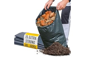 CALZETTE Extra Strong Heavy Duty Rubble Sacks - 80 L capacity - 15 Rubble Bags - 100Kg