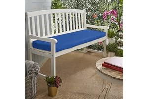 KISAA LIVING Water Resistant Garden Bench Cushion 3 Seater for Patio Furniture Kitchen/Dining Bench Indoor Outdoor Comfortable Thick Cushion With Zipper Removable Washable Cover - 3 seater-143x52x6cm-(Royal Blue)