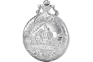 MORFONG Montre Gousset à Quartz pour Homme et Femme avec chaîne Argenté, Argenté.