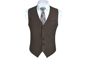 HISDERN Chaleco formal de fiesta de boda para hombres Chaleco de algodón de color solido