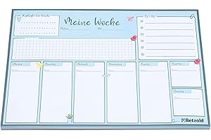 Betzold - Blocco settimanale a strappo, DIN A4, 60 pagine - Agenda settimanale Agenda giornaliera