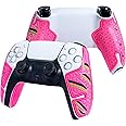 SHADOW BOOLT Enhance Your Gaming Experience with Controller Grips - Multi-Texture,Sweat Absorption, Pre-Cut Grips Tape, Compatible with PS5 DualSense (Pink & Silver & Green)