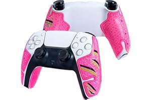 Controller-Griffe für PS5 DualSense, kompatibel mit Playstation Portal, Skin-Kit, Anti-Rutsch, Multi-Textur, Schweißabsorption, vorgefertigte Griffstreifen, von SHADOW BOOLT (Pink, Grün & Silber)