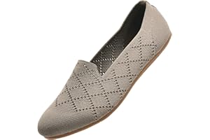 Puxowe Damen Ballerina Flache Schuhe Runde Zehe Strick Kleid Schuhe Niedriger Keil Slip On Ballerina Walking Flats Schuhe für Frauen Bequem Weich