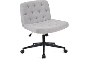 WangPangzi Adjustable Home Office Chair,Mide Back Armless Desk Chair,Swivel Padded Gaming Chair,Comfortable Makeup Vanity Chair For Bedroom,Wide Seat Dressing Table Chair(Grey)