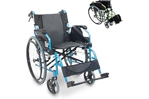 ‎MOBICLINIC Mobiclinic®, Rollstuhl, Bolonia, Aluminium, Faltbar und leicht, Klappbare geteilte rückenlehne, Abnehmbare fußstütze, Armlehnen, Für erwachsene, Blau