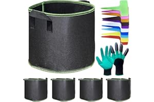 Aimeke Worki na rośliny z włókniny, 5 sztuk, 30 l, 7 galonów, worki na rośliny, ziemniaki, worek na ziemniaki z uchwytami, worek na rośliny, do użytku na zewnątrz, na pomidory, rośliny