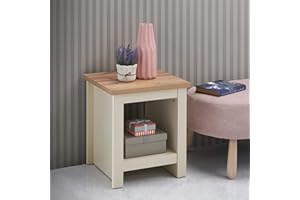 TAD TIMBER ART DESIGN UK Timber Art Design UK Lisbon Bedside Lamp Table Cabinet Storage Unit Nightstand Table Modern Furniture for Living Room, Bedroom, Hallway, Cream - H 50cm x W 40cm x D 43cm