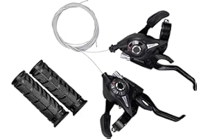 ZUKKA ST-EF51Bike Gear Shifter 8 Speed 3x8-Speed Bicycle Gear Lever Combination 24-Speed Brake Lever Set with Gear Indicator and V-Brake Cable (Pair) for Mountain Bike Road Bike Folding Bikes