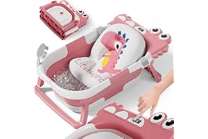SUPERBE BEBE Vaschetta Bagnetto Neonato Pieghevole - Vaschetta Bagnetto Bambini 1-3 Anni Con Cuscino Da Bagno - Vaschetta Bagno Neonato Con Termometro - Supporto Bagnetto Neonato - Regalo Per La Nascita Bambino