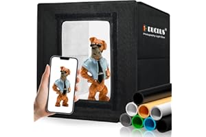DUCLUS Light Box Photography 30cm/12"x12" Portable Photo-Box Booth, Mini Shooting Tent Kit with 112 LED Lights Dimmable, 8 Photo Backdrops for Product Photography