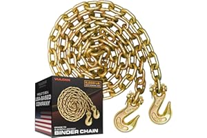 Vulcan Classic Grade 70 Standard Duty Binder Chain with Clevis Grab Hooks - 6,600 lbs. Safe Working Load (3/8'' x 25')