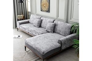 E-Solem Sofa Überwurf aus Samt für 3 Sitzer Liegestuhl Maschinenwaschbar 3-Sitzer-Sofabezug rutschfest, Grau (90 x 210 cm) 1 Stück
