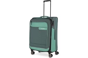 Travelite 4-Rad Koffer Größe M Weichschale aus recyceltem Material, Gepäck Serie VIIA: Trolley mit Dehnfalte + Kantenschutz, 67 cm, 70-80 Liter