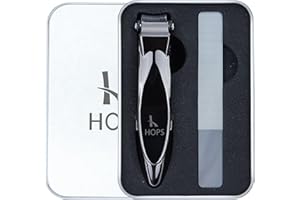 HOPS Cortaúñas con lima y recipiente colector – Juego de cortaúñas en caja de regalo, adecuado para uñas de manos y pies, cortaúñas grande, acero inoxidable en 4 colores (juego de 2 piezas (negro))