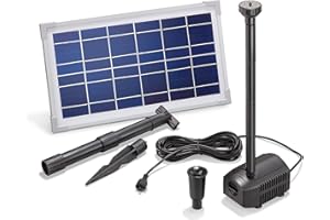 Esotec 101910 Pompe de bassin solaire 8 W - Panneau solaire 380 l/h - Capacité de refoulement : 70 cm - Hauteur de refoulement : 70 cm - Série professionnelle - Kit complet - Fontaine de jardin