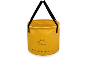 ActiveSol Seau pliant | Robuste, pliable, léger, peu encombrant pour les vacances, le jardin, le plein air, la pêche à la ligne & le camping | Polyvalent, jaune, 20L Variante hoch