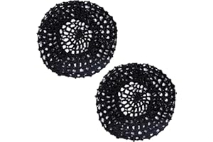 JITNGA 2 Piezas Redecillas Gorros Dormir Gorros Mujer Rizos Largos Y Rectos Peluca Gorros Chef Ballet Protección Cabeza Protección Malla Ondulada Envoltura Ganchillo (Negro)
