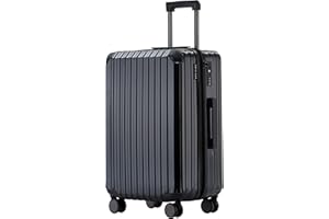 Münicase M816 TSA-Schloss Koffer Reisekoffer Trolley Kofferset Hardschale Boardcase (Schwarz, Mittler Koffer)