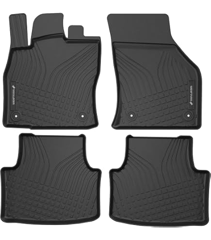 Tappetini In Gomma Skoda Octavia 4 (2020+) - Set 4 Pezzi Neri Con Scritta Rossa - Originali 5E4061500B