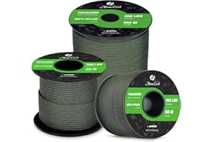 Abma Cord Paracord 2mm 100% Nylon Corda 50m Tipo I Corda da Paracadute a 1 Filo - Max. 45 kg - Verde Militare