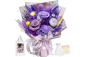 Bouquet with Vase, Eternal Roses Bouquet, Infinity Preserved Real Flowers Rose Bouquet in Gift Box, Gifts for Women, Wife, Girlfriend for Birthday, Valentine's Day, Mother's Day, Christmas