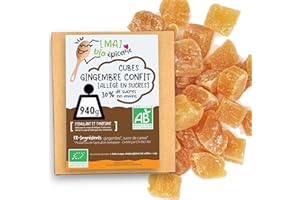 [MA] BIO ÉPICERIE [MA] bio-épicerie | Gingembre confit allégé en sucre BIO en cubes | 940G | Sachet vrac | Certifié biologique | Fruit confit de qualité supérieure | Sans conservateur