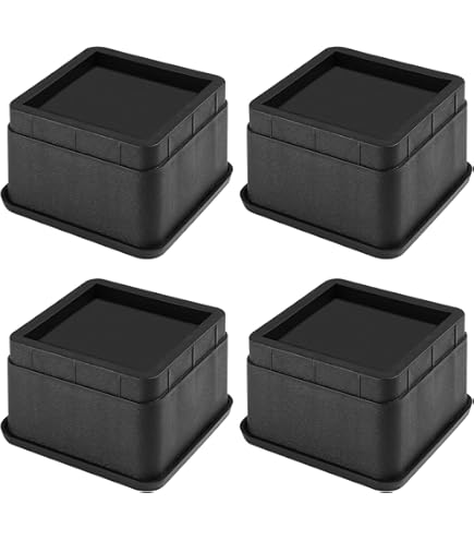 Alnicov 4 stks 2 Lift Meubelverhogers Carbon Steel Bed Risers, 2.36 Zelfklevende Heavy Duty Meubelverhogers Voegt 2 Hoogte toe aan Bedden Banken Kasten Ondersteunt 1.000 lbs (Vierkant Bruin