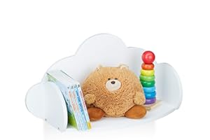 ‎RELAXDAYS Relaxdays Wandregal Wolke, Hängeregal fürs Kinderzimmer, MDF, Deko, Wandbücherregal Kinder, HBT 31,5 x 60 x 21cm, weiß