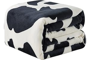 HOZY Coperta in pile di flanella con stampa di mucca, antistatica di alta qualità, in microfibra leggera, con stampa di mucche invernali, per divano, divano letto, 228,6 x 274,3 cm