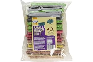 IKIMI 2XMunchy Dog Treat Small Assorted Rolls, 125mm x 9/10mm, Pack of 100