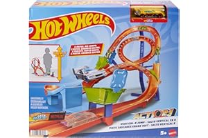 Hot Wheels - Trackset mit 1 Fahrzeug, Rennstrecke mit 8er-Kurve für Stunt- und Rennaction, lässt Sets verbinden und zur Aufbewahrung zusammenklappen, HMB15