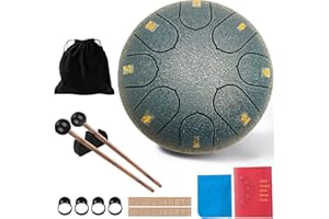 Taechalingo Tambour à langue de 15,24 cm, 8 tons, petit tambour de langue en acier, avec tambour à langue, livre de chansons, baguettes de batterie et sac en tissu, méditation, yoga, guérison sonore