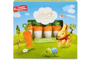 ‎LINDT & SPRÜNGLI Lindt Schokolade Choco-Karotten | 2 x 81 g | 6 x Schokoladen-Karotten | Vollmilch-Schokolade in Karottenform mit fein gemahlenen Haselnüssen | Oster Schokolade für Kinder | Schokoladengeschenk