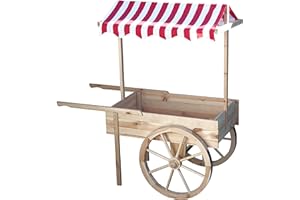 ‎PROMADINO Promadino Marktwagen mit Baldachin weiß/rot