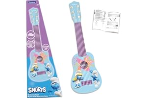 Lexibook, Los Pitufos, Mi Primera Guitarra para niños, 6 Cuerdas de Nylon, 53 cm, Guía incluida, Azul, K200SF