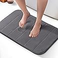 KEPLIN Memory Foam Bath Mat - Ultra-Soft, Highly Absorbent, Non-Slip, Machine Washable - Luxurious Comfort for Home & Bathroom Floors (Light Grey, 40 x 60cm)