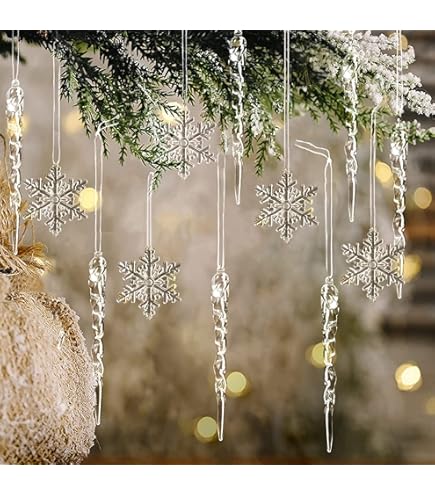 36 Stuks Kerstboomversiering Ijspegel Hangers, Kunststof Hangende Ijspegels, Ijspegels van Acryl, voor Kerst Decoratie, Nieuwjaarsdecoratie, Winterdecoratie