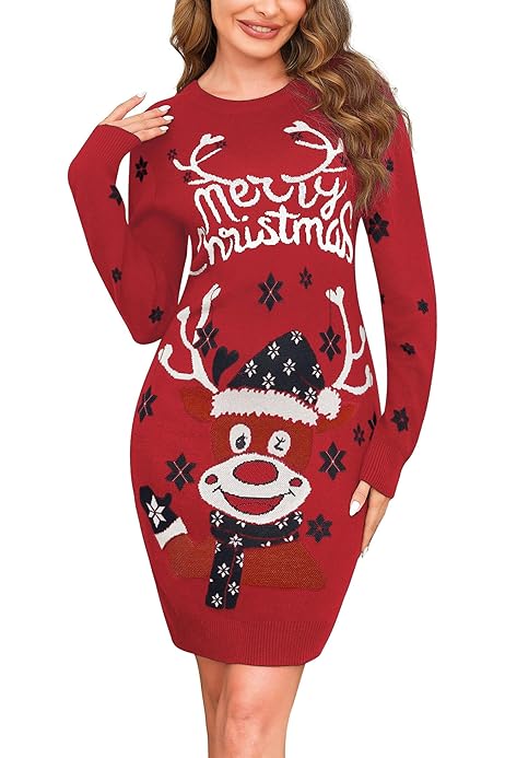 IClosam Kerst Trui Dames Rendier Print Gebreide Vest Met Lange