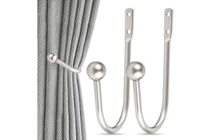 DINSONG 2 Pieces Curtain Holdbacks, Crystal Ball Curtain Tie Backs Hooks, Wall Mounted Curtain Tie Back Hook for Window Shower Curtain Drapery Voile Towel Coat