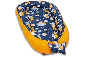 PaLulli Kuschelnest 2-seitig Babynest Babynestchen Baby Nest Nestchen Reisebett Wickelauflage Kuschelbett, Kokon Kokon für Babybett - Babys und Säuglinge, 100% Baumwolle Oeko TEX (Fox)