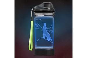 CoolGift Mart Wolf Geschenke, Light Up 3D Wolf Wasserflasche, 14oz Tritan BPA frei - Bestes Geschenk für Jungen Mädchen- Kinder Trinkbecher - Weihnachten Urlaub