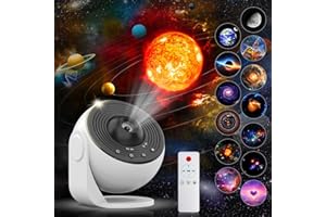 Charmofun Proyector Galaxia, Proyector Planetario con control remoto y 13 Discos Planetarios, Rotación de 360 ° Proyektor Estrellas, Proyektor de Cielo con Temporizador y Meteorito Dinámico