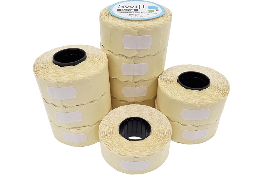 Swift 26 x 12 mm Price Gun Labels White 10 Rolls 10,000 Stickers Pricemarking Tags Fits Many Pricing Labellers