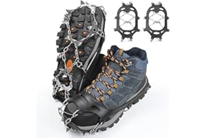 DIDATOOL Ramponi 19 Denti Artigli Multi-Funzione Antiscivolo Ice Cleat Ramponi, Antiscivolo Spikes Neve Ramponi Tipo di Cinturino Ramponi con Catena in Acciaio Inox per Picco di Ghiaccio,Nero