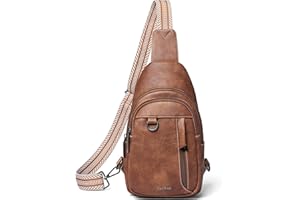 LATMAP Sac de Poitrine Femme,Sac Banane 19×11×30cm PU Cuir Petit Antivol Sling Bag avec Bandoulière Réglable et Poches Multiples - Grand Capacité Imperméable pour Voyage, Sport, Shopping