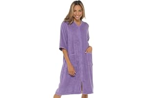 UNDERCOVER LINGERIE Undercover Ladies Terry Towelling 100% Cotton Zip Through Hooded or Non Hooded Dressing Gown Drying Bathrobe